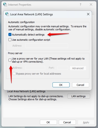 LAN Settings - DNS Probe Finished No Internet