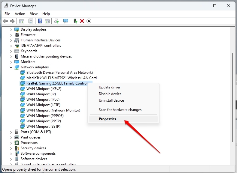 Network Adapter Properties - DNS Probe Finished No Internet