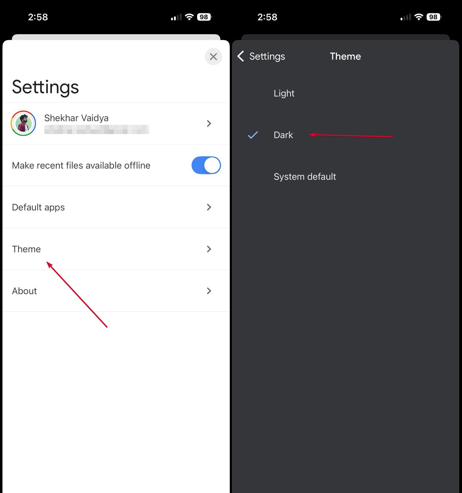 Google Docs Dark Mode iOS App - 9