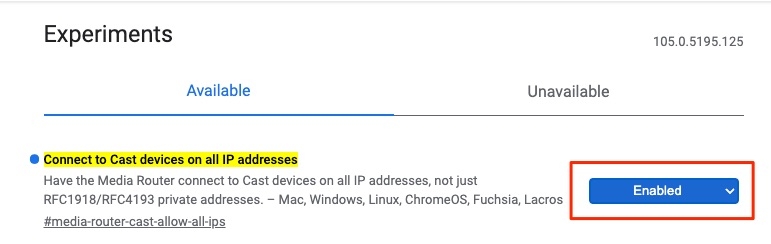 Флаг Chrome — Chromecast доступен для определенных видеосайтов. Ошибка