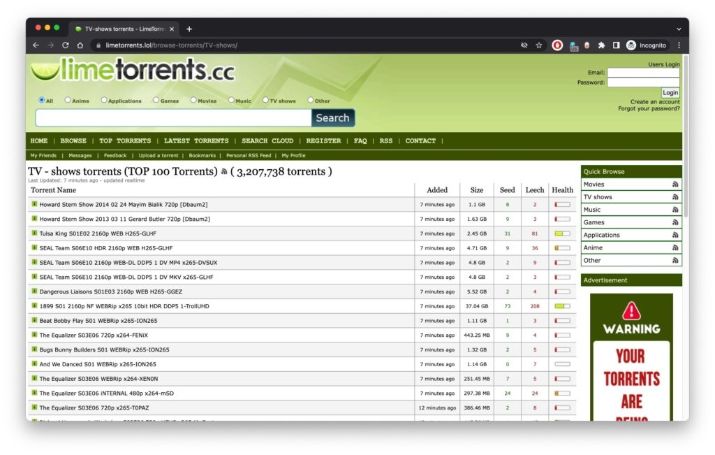 Limetorrents - Торрент-сайты для телешоу