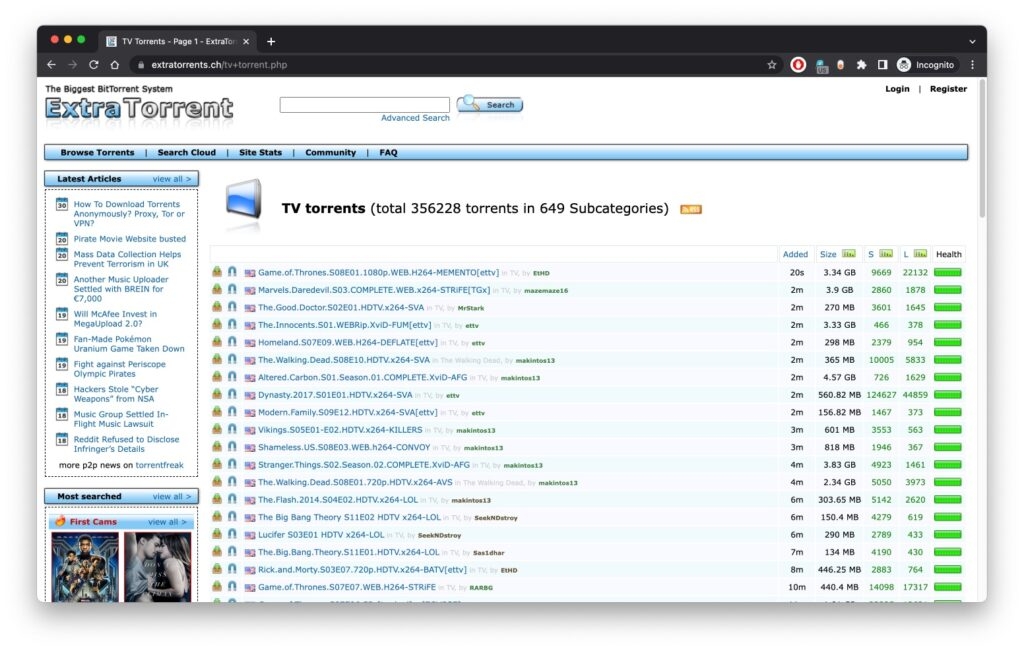 ExtraTorrent - торрент-сайты для сериалов