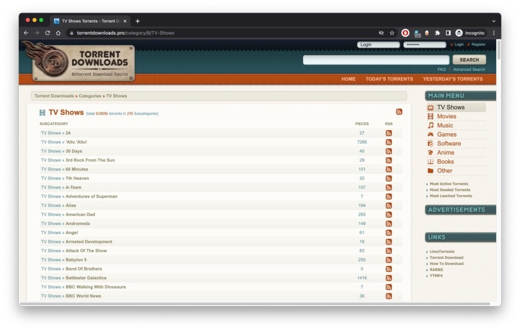 TorrentDownloads - Torrent Sites for TV Shows