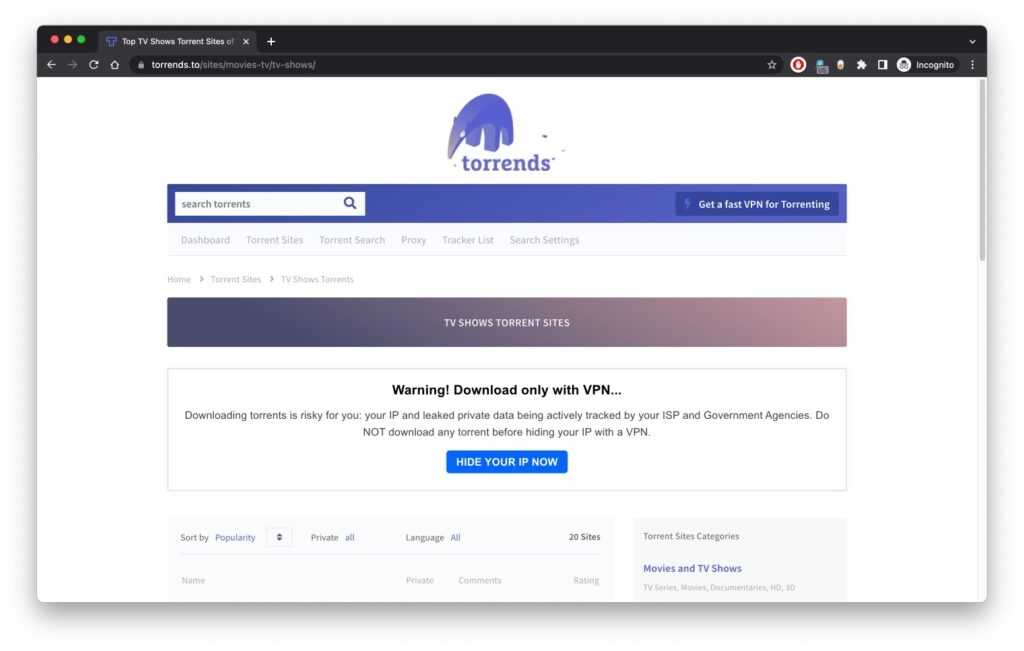 Torrends - Torrent Sites for TV Shows