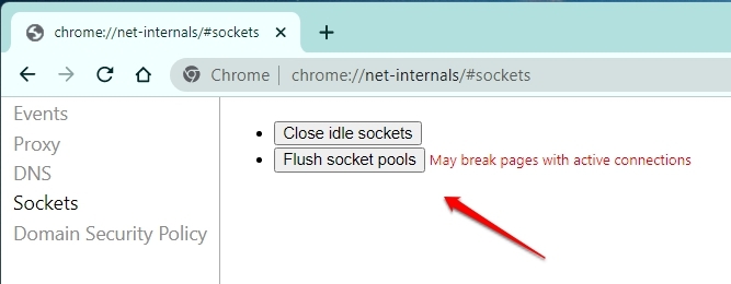 Clear Chrome’s DNS cache - ERR_EMPTY_RESPONSE error in Google Chrome