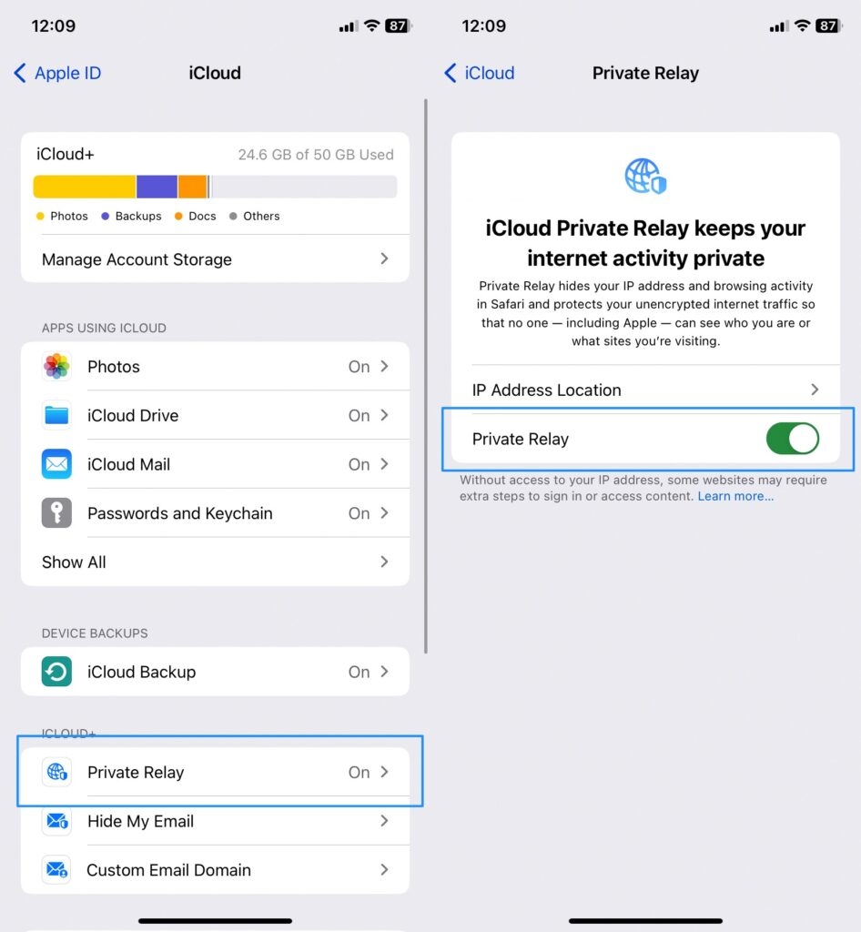 iCloud Private Relay - Your Network Preferences Prevent Content from Loading Privately