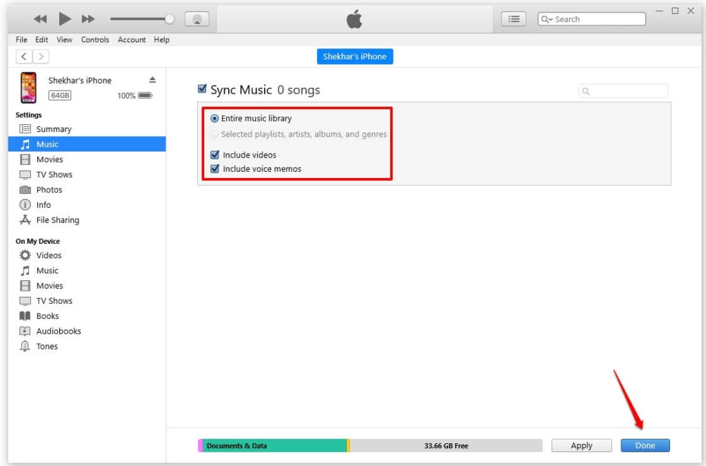 Start Sync iTunes Windows