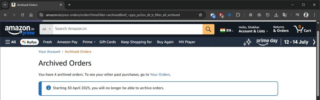 Amazon Archive Feature - 2