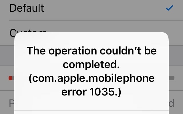 Fix: com.apple.mobilephone Error 1035 on iPhone?