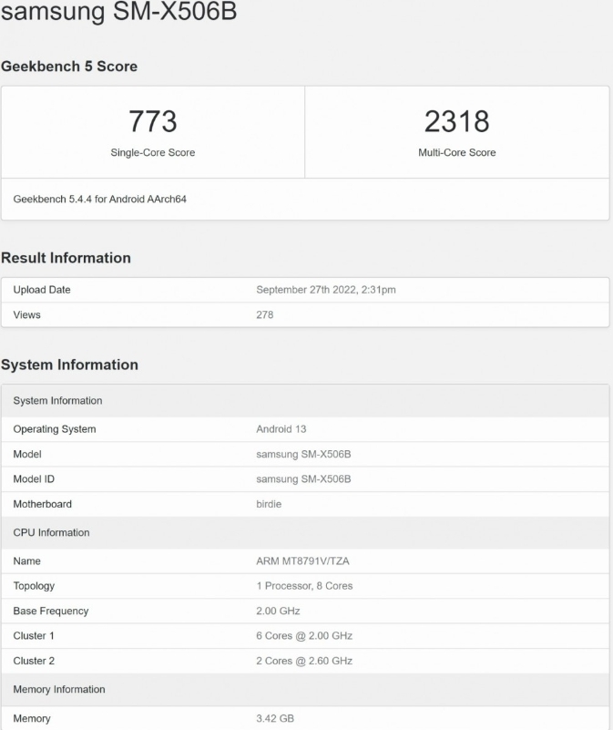 Samsung S8 Tab FE Specifications Leaked - 20