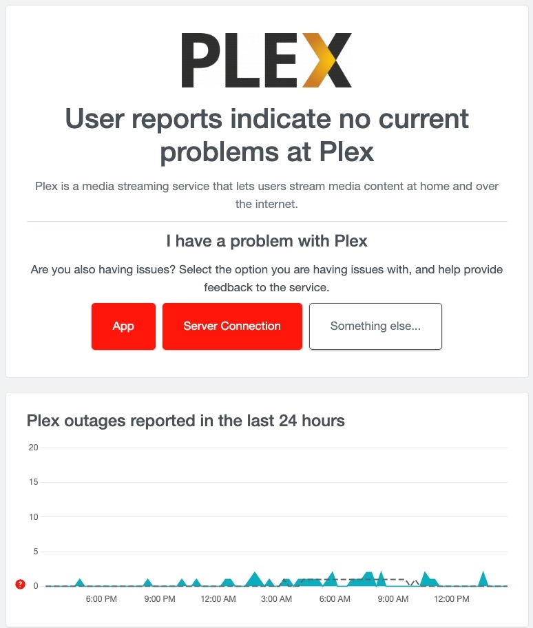 Состояние сервера Plex — ошибка воспроизведения Plex