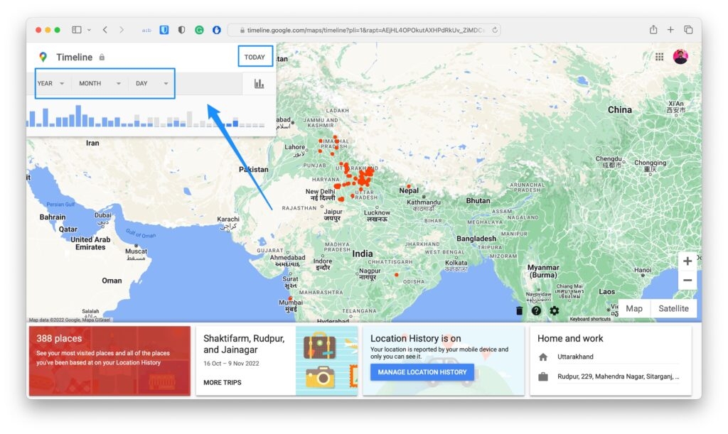 Google Maps Timeline