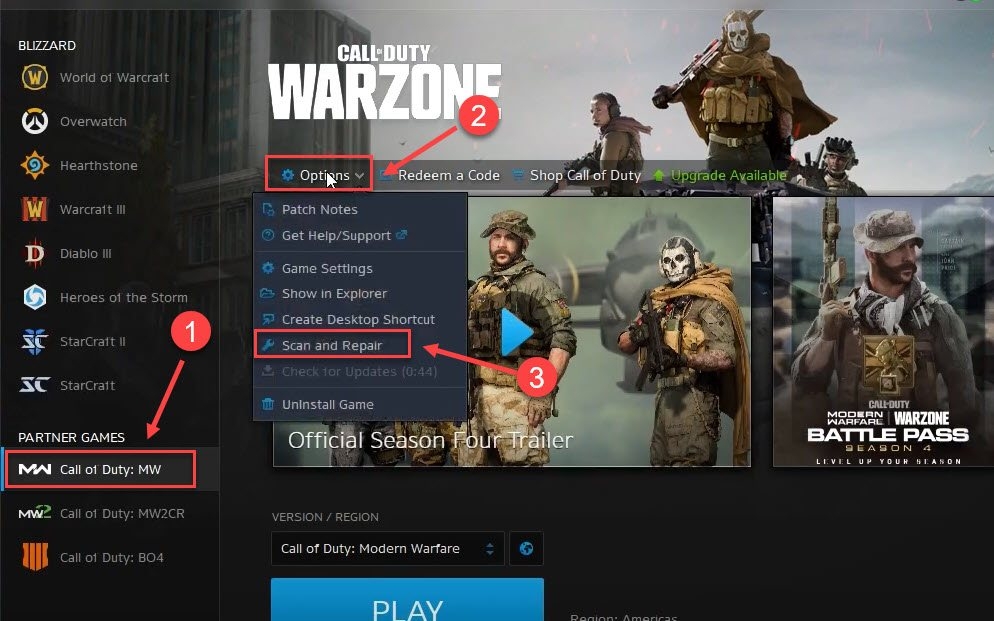 Repair Warzone Game Files - Call of Duty Vanguard Dev Error 5573