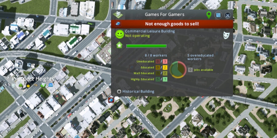 “Not enough goods to sell” Error in Cities Skylines