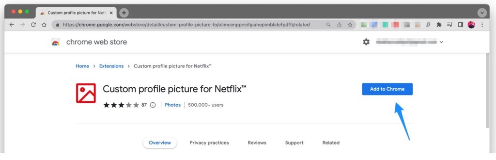 Пользовательское изображение профиля для Netflix