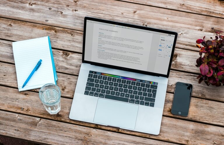 MacBook on table