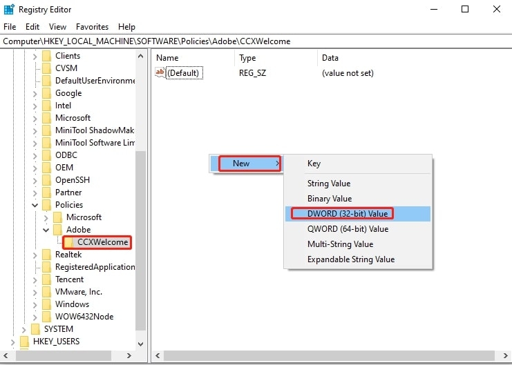 Registry Editor - CCXProcess