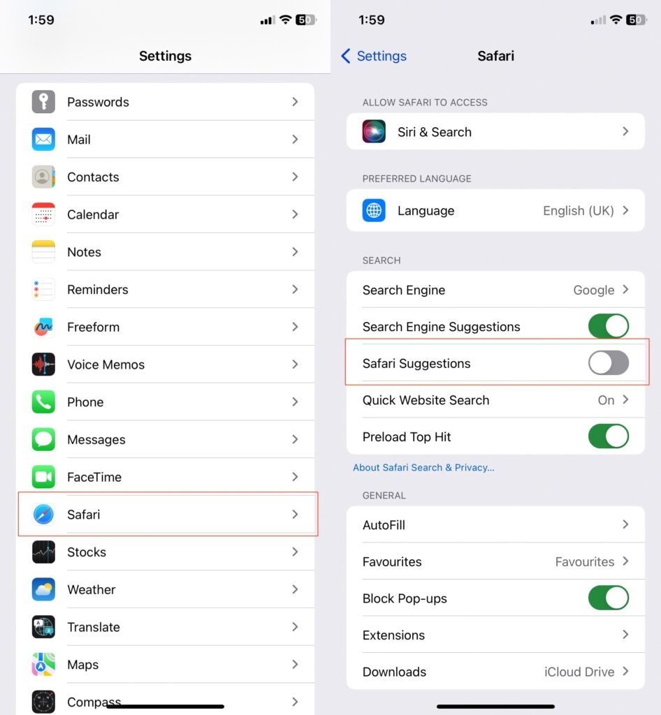 how to clear frequently visited on safari iphone