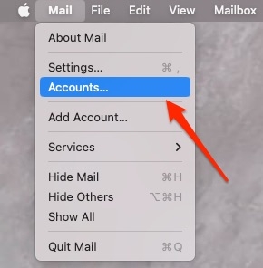 Настройки почты — выход из почты на macOS