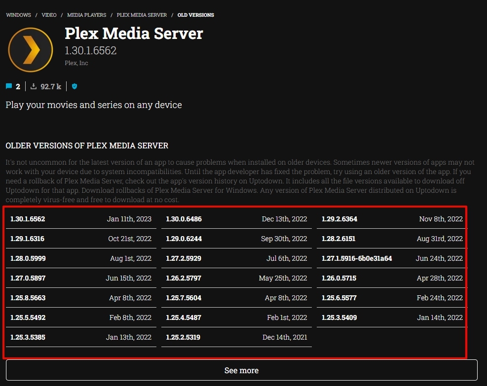 Старые настройки Plex Media Server — сканер Plex Media перестал работать
