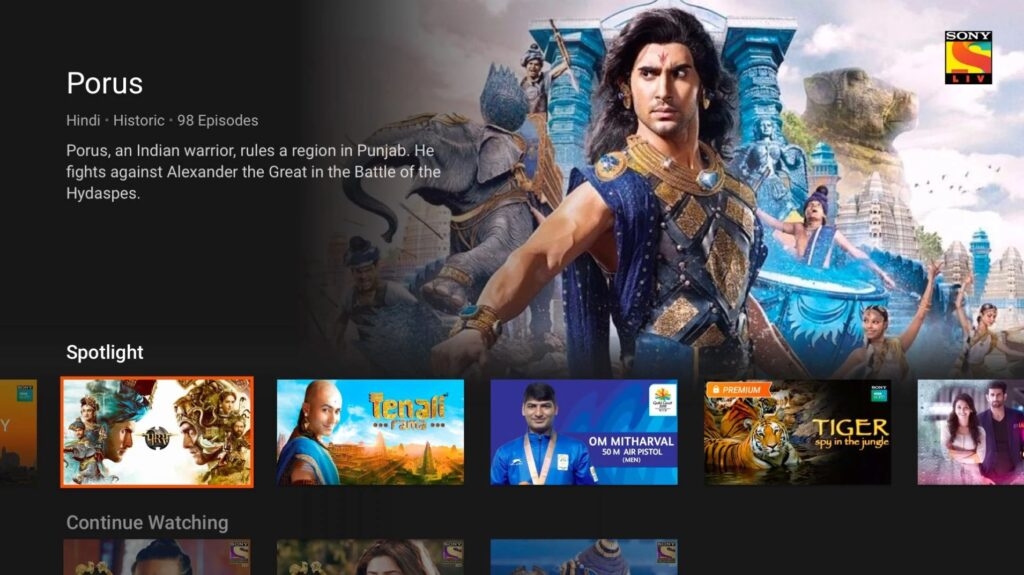 Sony LIV for TV - Best Android TV Apps