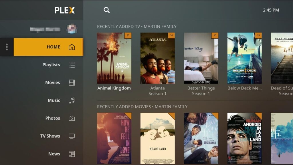 Plex for TV - Best Android TV Apps