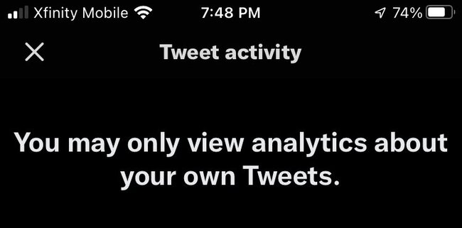 You may only view analytics about your own Tweets Error