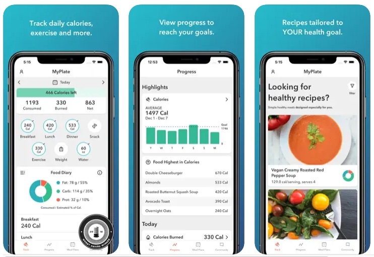 MyPlate Calorie Tracker — приложение для подсчета калорий для Android и iOS