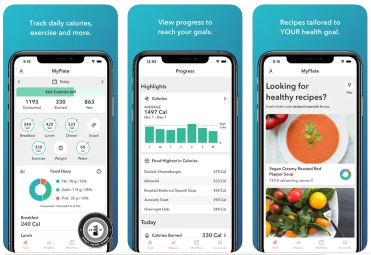MyPlate Calorie Tracker - Calorie Counter App for Android and iOS