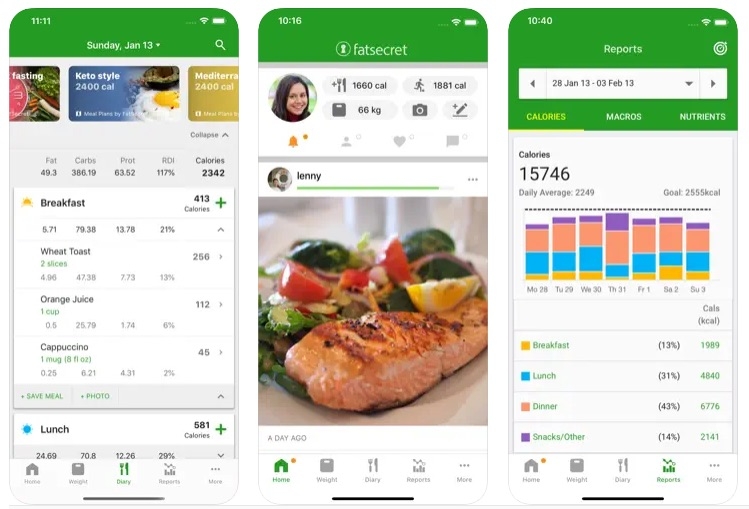 FatSecret — приложение для подсчета калорий для Android и iOS