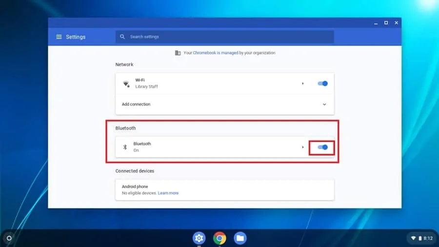 Turn off the Bluetooth - Save Battery on Chromebook