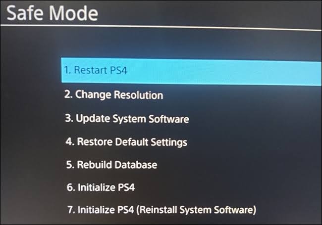 Reboot in Safe Mode - Error WS-37469-9 on PlayStation 4