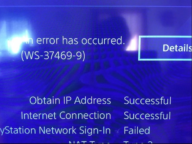 Error WS-37469-9 on PlayStation 4
