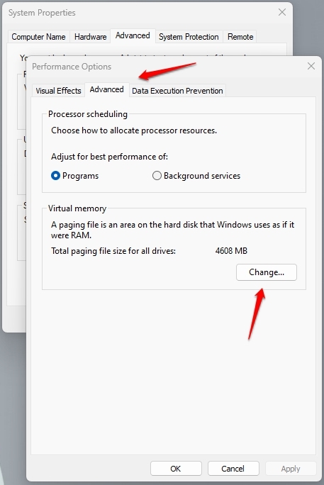 Change Virtual Memory