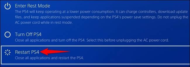 Restart PS4 - Error E-8210604A on PlayStation