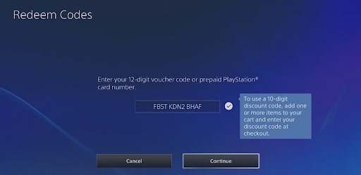 Redeem Codes - Error E-8210604A on PlayStation