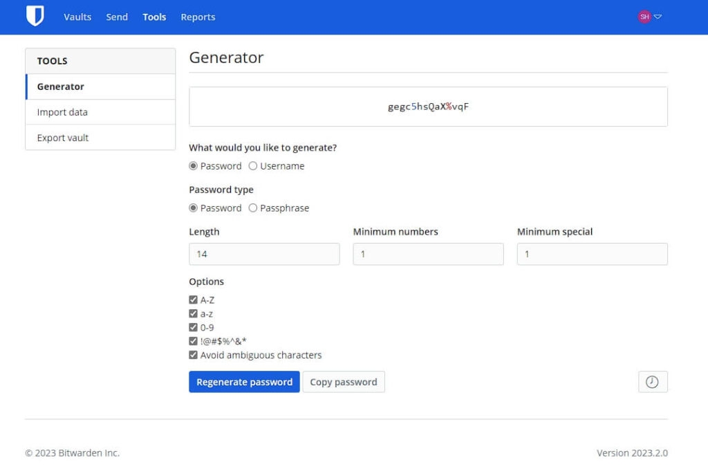 Bitwarden Password Generator