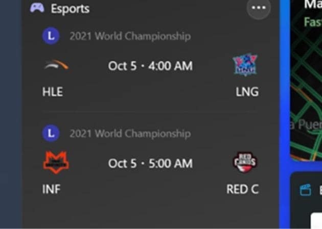 Esports Widgets - Best Widgets for Windows 11