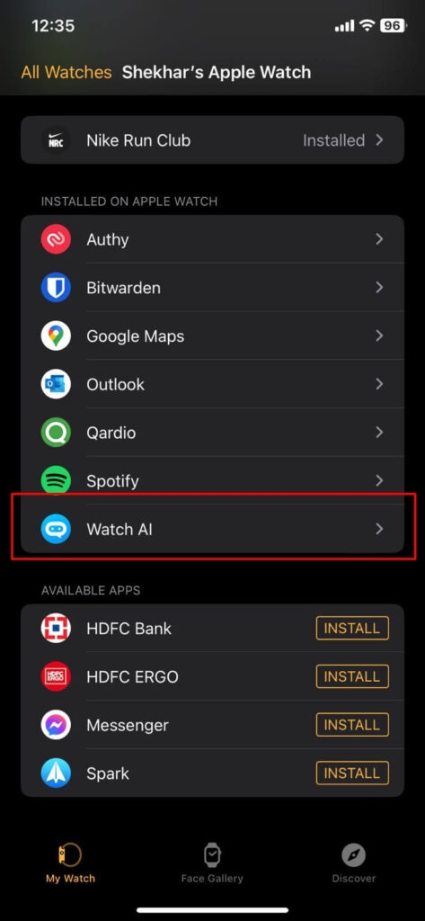 WatchGPT App in Apple Watch App - ChatGPT on Apple Watch