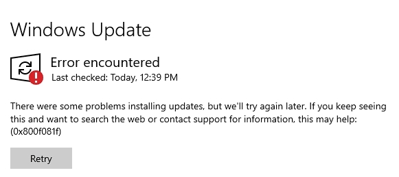 Error Code 0x800f081f on Windows 10