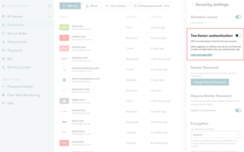 Dashlane Two-Factor Authentication - Dashlane Review