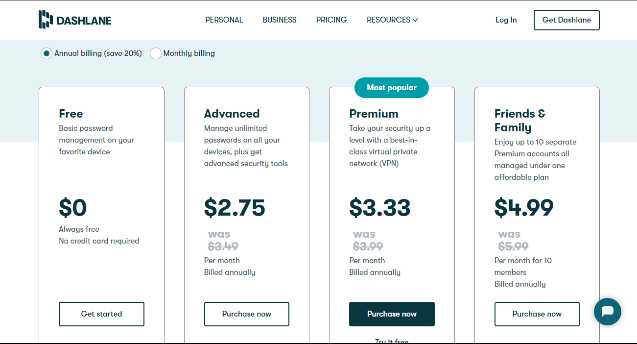 Plans and Pricing - Dashlane Review