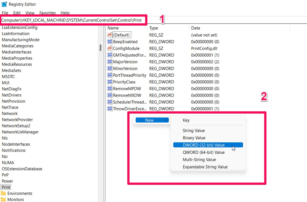 Disable the CVE-2021-1678 Registry Fix - Operation Failed 0x0000011B