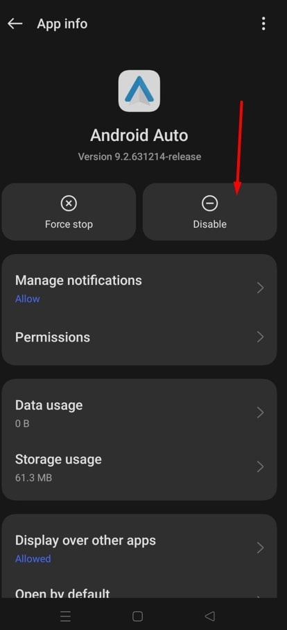 Отключите Android Auto на своем телефоне