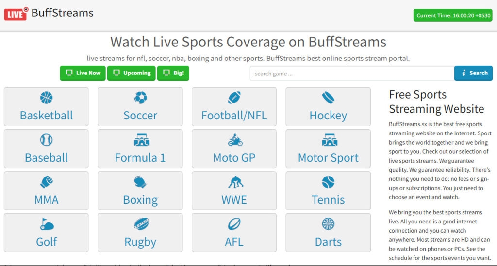 BuffStreams - Best NFL Streaming Sites and Apps