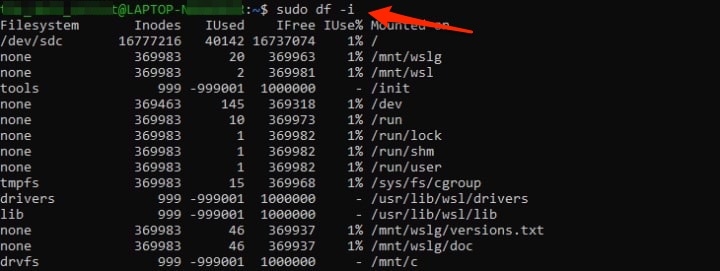 sudo df -i - No Space Left on Device Error in Linux