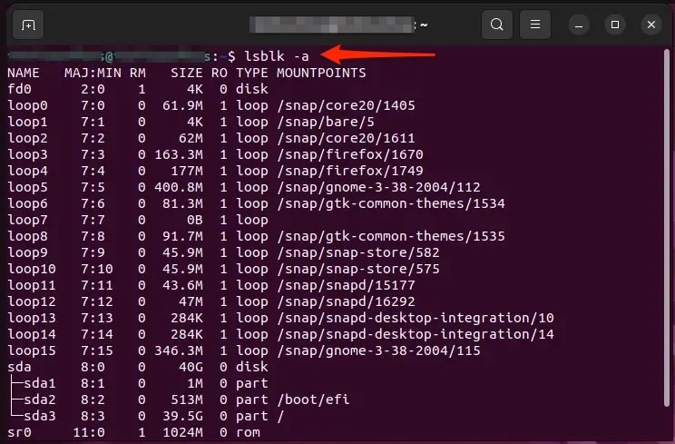 lsblk -a - Нет свободного места на устройстве Ошибка в Linux