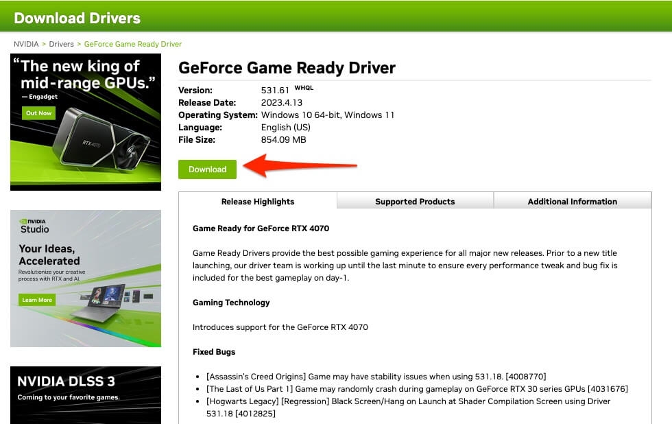 Загрузить графический драйвер Nvidia - Не удалось запустить драйвер Nvidia Display Driver