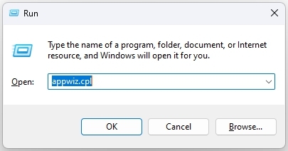 RUN- appwiz cpl - "Entry Point Not Found" Error in Windows