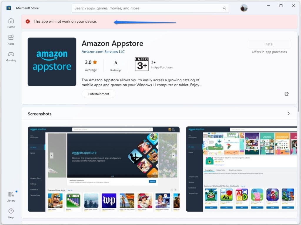 Amazon Appstore Windows 11
